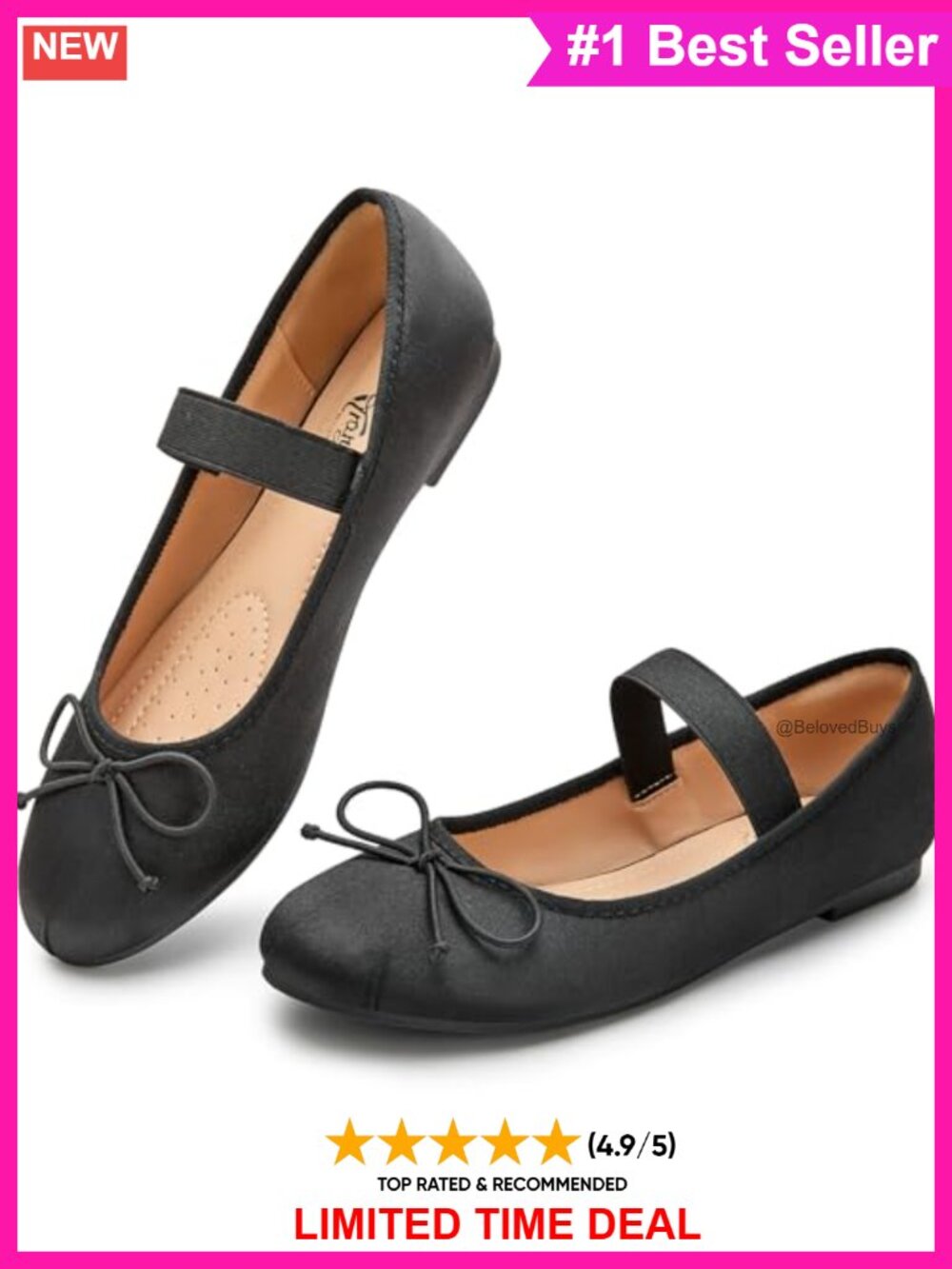 Silk Satin Ballet Flats Round Toe Bow Mary Jane Comfortable Slip-On Shoes